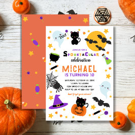 Vit Orange Spooktacular Halloween Birthday Inbjudningar