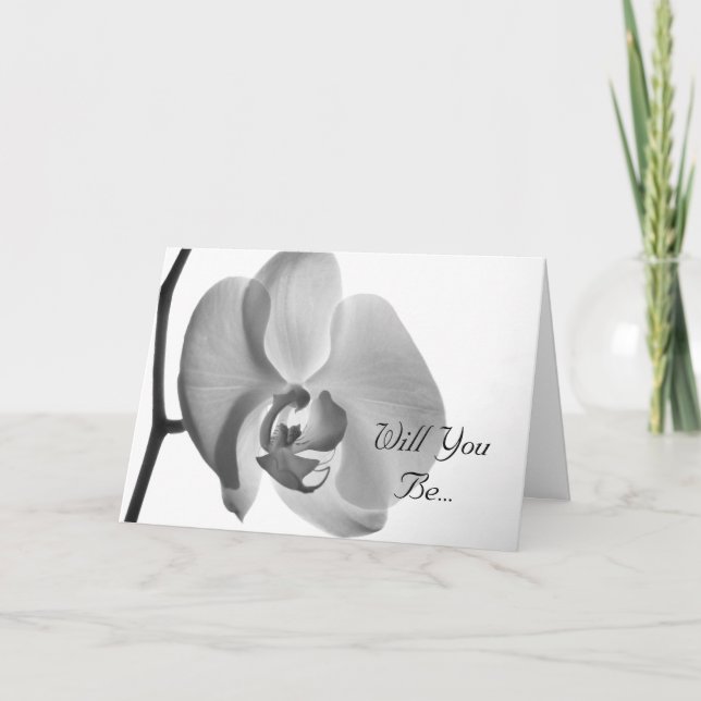 Vit Orchid blir du min Bridesmaid Inbjudan (Framsida)