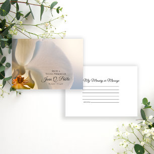 Vit Orchid-blomma en minnesbegravning Anteckningskort