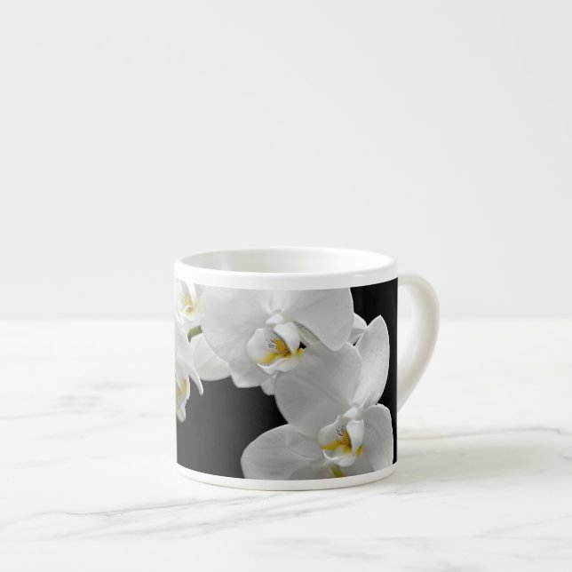 Vit Orchid-Blommar Espressomugg (Framsida höger)