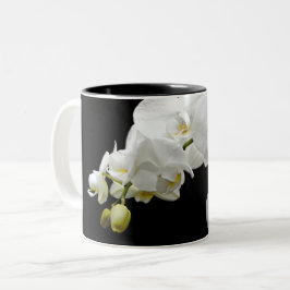 Vit orchid Blommar Två-Tonad Mugg