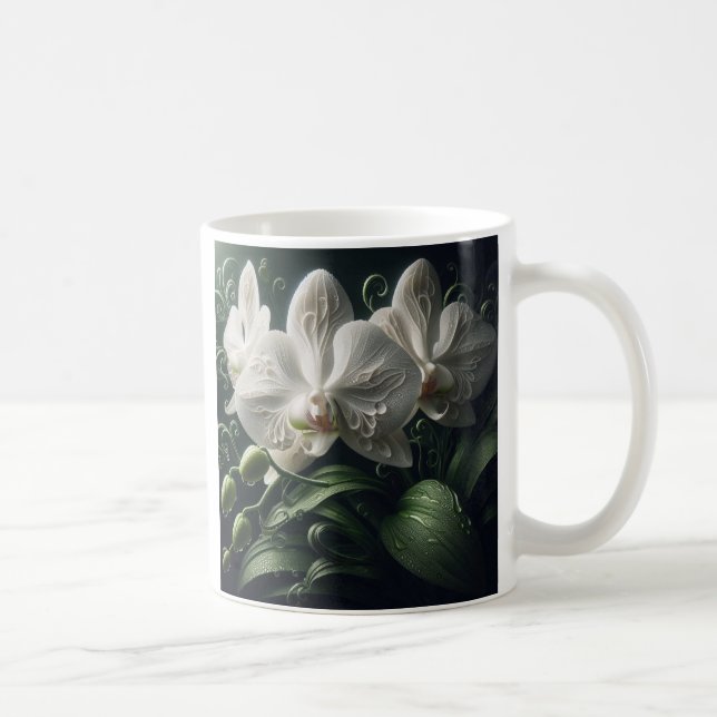 Vit Orchid-Blommigt Kaffemugg (Höger)