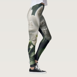 Vit Orchid-Blommigt Leggings