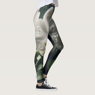 Vit Orchid-Blommigt Leggings