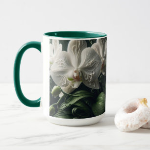 Vit Orchid-Blommigt Mugg