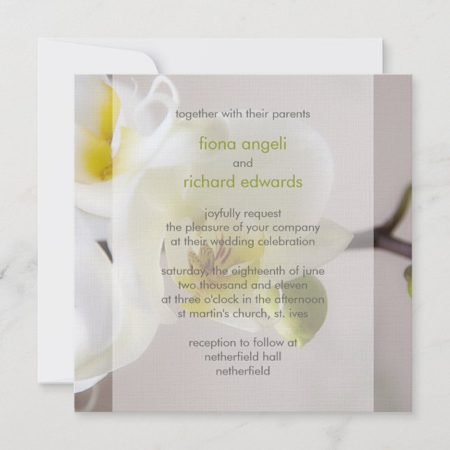 Vit Orchid ・ Bröllopsinbjudning Inbjudningar (Framsida)