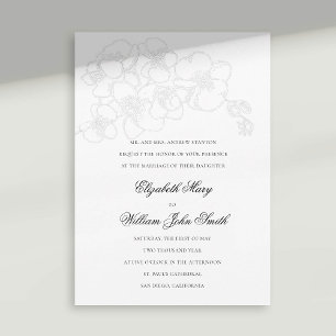 Vit Orchid Faux Embossed Formal Elegant bröllop Inbjudningar