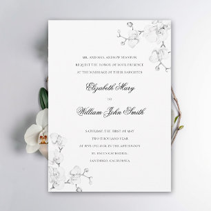 Vit Orchid Fine Art Ram Formel Elegant bröllop Inbjudningar