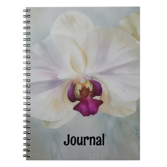 Vit Orchid Flower Art Journal personalize Anteckningsbok (Framsidan)