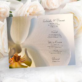 Vit Orchid Flower Elegance Bröllop Menu