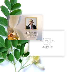Vit Orchid Flower Funeral Memorial Sympathy Tack Kort