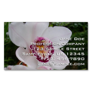 Vit Orchid I vacker tropisk blomma Magnetiska Visitkort