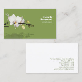 Vit Orchid med reflektion på Vatten Grönt Visitkort
