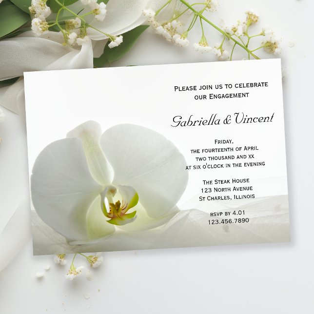 Vit Orchid och Veil Förlovningsfest Inbjudningar (Skapare uppladdad)