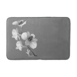 Vit Orchid på Grått Bath Mat L Badrumsmatta