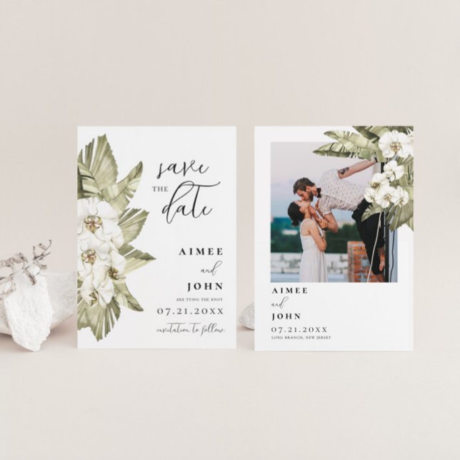 Vit Orchid Spara datum Inbjudningar (Skapare uppladdad)