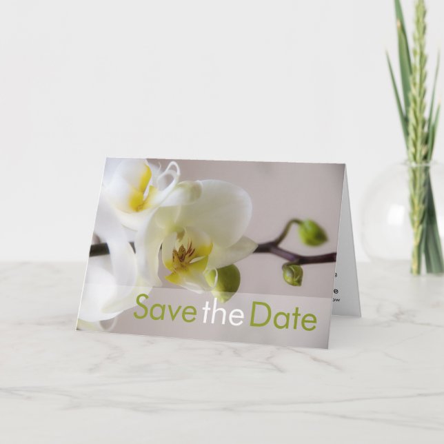 Vit Orchid Spara datumkort Meddelande (Framsida)
