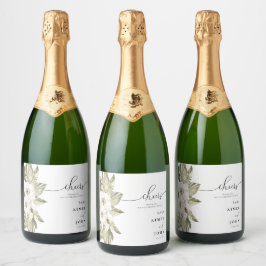 Vit Orchid Wedding Favor Sparkeling Vin-etikett