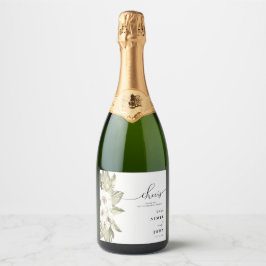 Vit Orchid Wedding Favor Sparkeling Vin-etikett