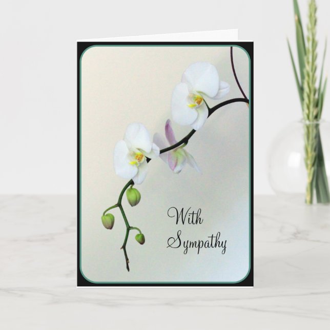Vit Orchids Condolence Card Kort (Framsida)