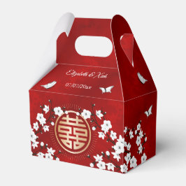 Vit oriental blomning röd  | Kinesisk bröllop Presentaskar
