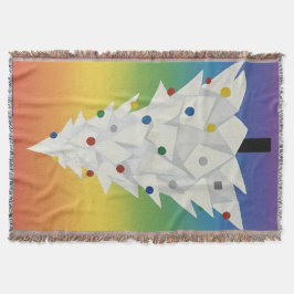 Vit origami julgran filt