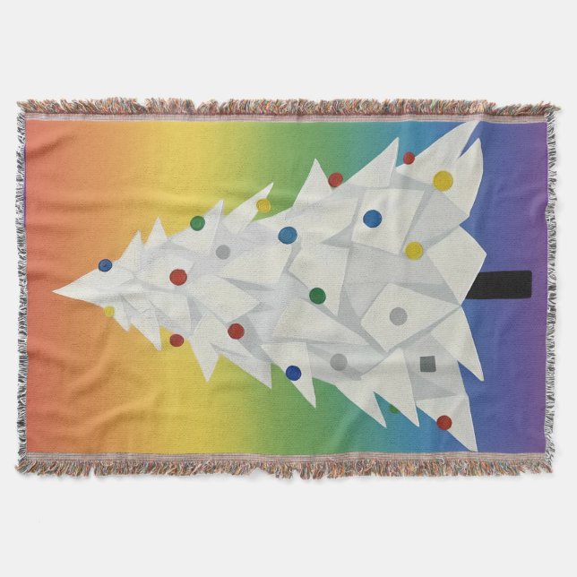 Vit origami julgran  filt (Framsidan)