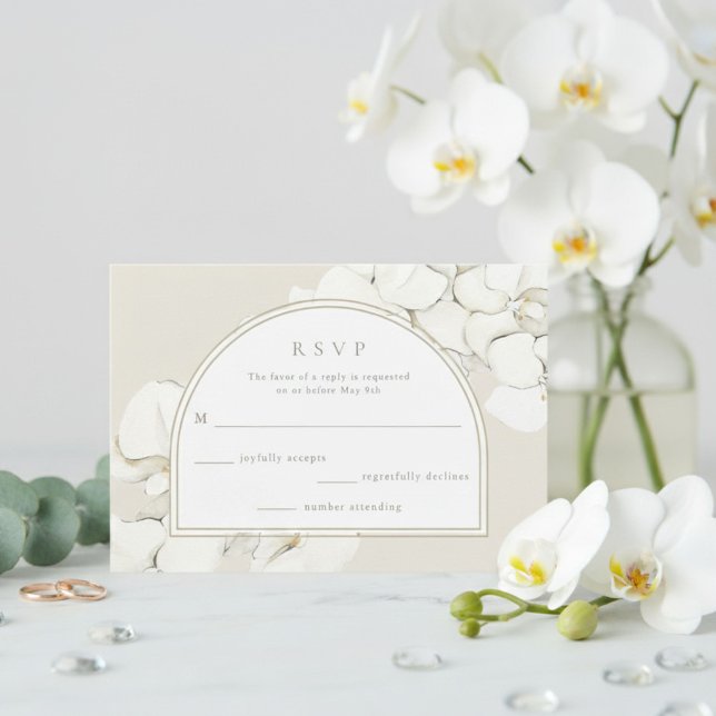 Vit orkidé blomsterbröllop  OSA kort (White Orchid Floral Wedding RSVP Card)