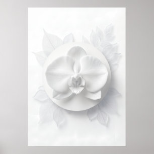 Vit orkidé Minimal Monokrom Blommig Poster