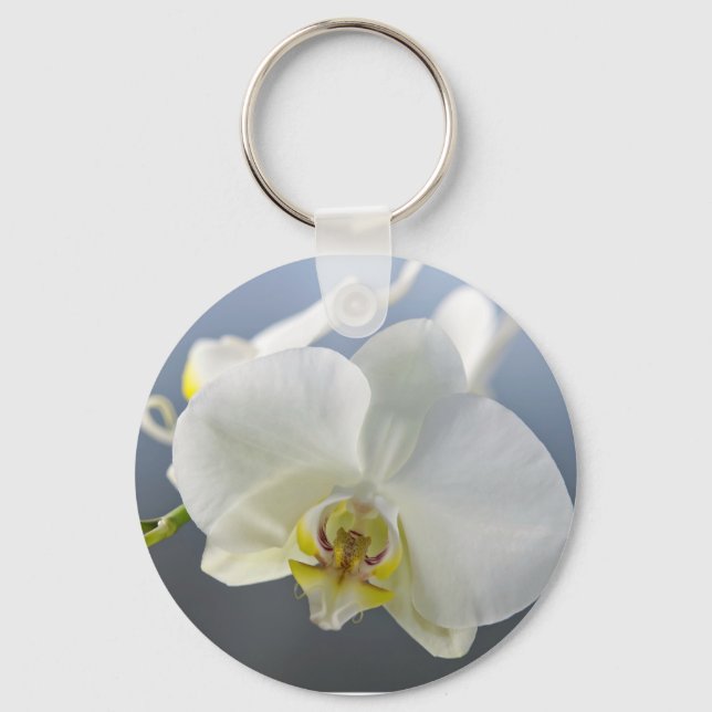 Vit orkidéblomma nyckelring (Framsida)