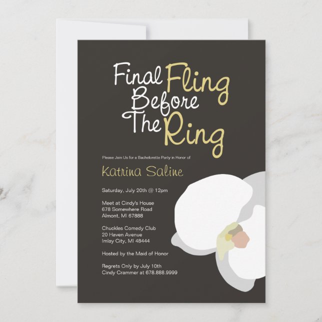 Vit orkidéfinfördelning före inbjudan till Ring (Framsida)