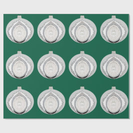 Vit ornament på Grönt Papper radbrytning Presentpapper