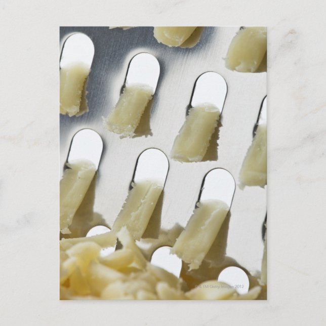 vit ost, cheddar, rostfri ostgrater vykort (Framsida)