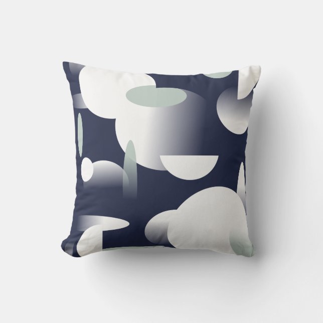 Vit Oval Circle Shapes Mönster Cushion Pillow Kudde (Framsida)