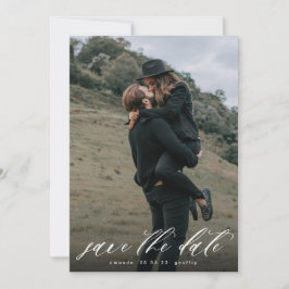 Vit övertäckningsfoto för modern kalligrafi spara datumet