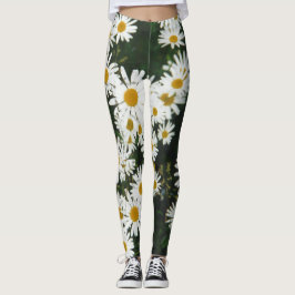 Vit Oxeye-Daisy, Måne Daisy Meadow Leggings