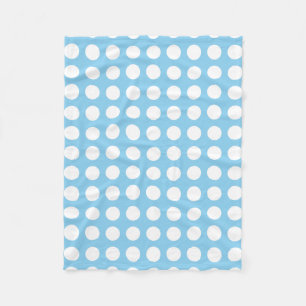 Vit på Baby blue stora vågrätaPolka-punkter Fleecefilt