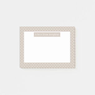Vit på Beige Prickmönster Anpassad Text Post-it Block