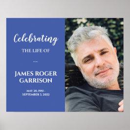 Vit på blå firande av livets minnesfoto P Poster