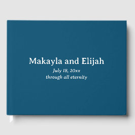 Vit på blå minimalistisk bröllop gästböcker