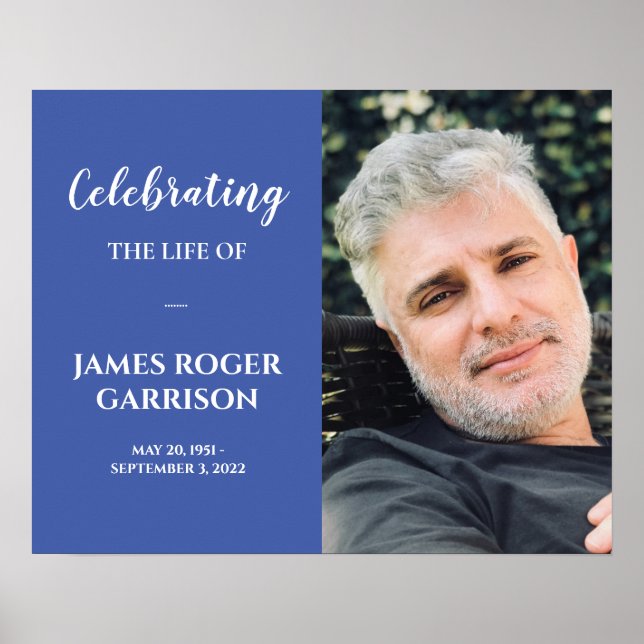 Vit på blå minneshögtid Minnesfoto P Poster (Framsidan)