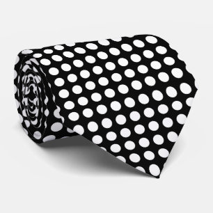Vit på Black Large Storlek Vågrät Polka dots Slips