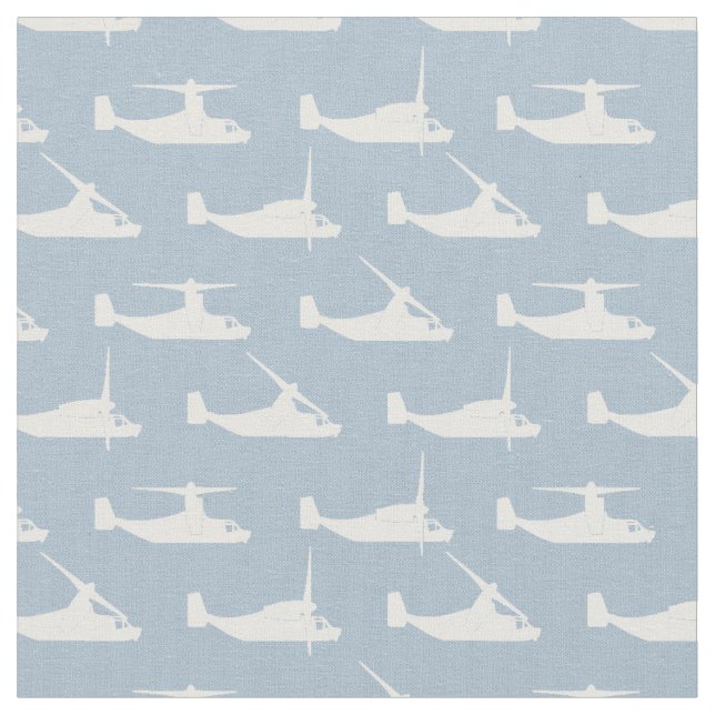 Vit på Blek Blue V-22 Osprey Mönster Fabric Tyg (Närbild)