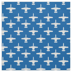 Vit på Blue A-10 Warthog Attack Jet Mönster Tyg