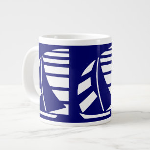 Vit på Blue Tävla Boats Jumbo Coffee Mugg