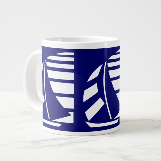 Vit på Blue Tävla Boats Jumbo Coffee Mugg (Framsida vänster)