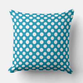 Vit på Bright Blue Jumbo Polka dots Kudde
