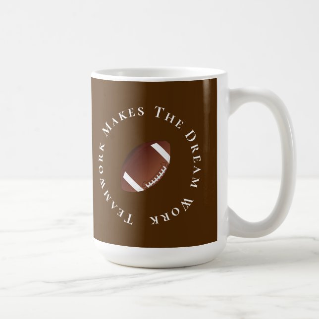 Vit på bruna teamwork gör drömjobbet kaffemugg (Höger)