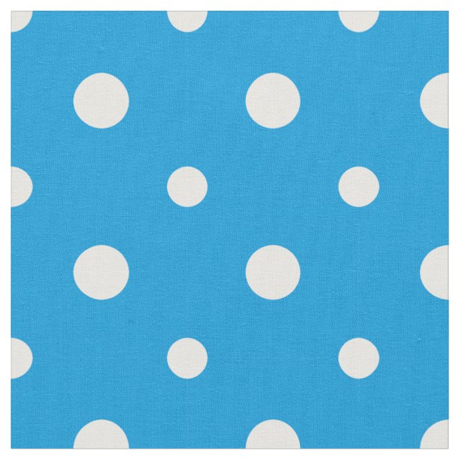 Vit på Himlar Blue Polka dots Daisy chain Fabric Tyg (Närbild)