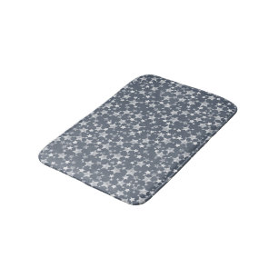 Vit på Mörk blått-Grått   Lino Print Stars Mönster Badrumsmatta